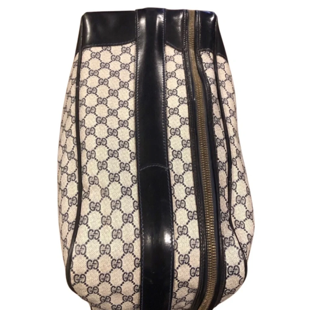 GUCCI SUPREME Sherry Line Navy GG Web Monogram Navy Suitcase COA